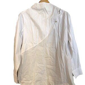 HARSHMAN SERENE WHITE COTTON BLOUSE TOP HIGH NECK POPOVER SIZE XS NWT